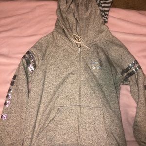 PINK full zip sequin jacket SIZE L